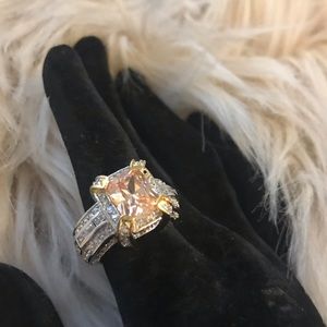 Cocktail Ring citrine Color CZ Stones Size 7